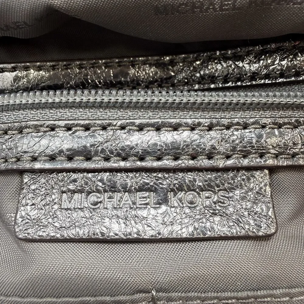 Michael Kors Quilted Sloan Metallic Silver Shoulder Bag Chain Strap